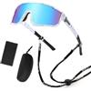Homethrive Occhiali Ciclismo Uomo Donna,Occhiali da Sole Sportivi Polarizzati UV400 Occhiali Veloci Occhiali Running Occhiali MTB per Ciclismo Motociclismo Corsa Sci Alpinismo Pesca Blu Scuro