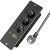 BOCHLION Presa da Tavolo a Scomparsa con 4 USB, BOCHLION Ciabatta Multipresa con Interruttori Indipendenti, PD20W e QC3.0 Ricarica Ciabatta Elettrica Multipresa con Protezione Sovratensione Cavo 1.8m-Nero