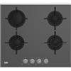 BEKO Piano cottura a gas beko hilg64222szg 60 cm 4 fuochi grigio pietra griglie ghisa