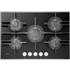 Hotpoint Ariston FTGHG 751 D-HA(BK) Piano Cottura a Gas in Vetro Temperato 5 Fuochi Griglie in Ghisa 75 cm Nero