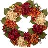 Hollyone Ghirlanda di ortensie artificiali da 50,8 cm, ghirlanda di fiori artificiali, ortensie finte arancioni rosse per porta d'ingresso, ghirlanda floreale per camino, cucina, fattoria, decorazione da