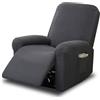 CAAGGMM Fodera per Poltrona Relax, 4 Pezzi All Inclusive Copridivano per Sedia a Sdraio con Tasche, Copripoltrona per Poltrona Singola, Fodera da Massaggio a Casa, per Sedie Relax(Grigio Scuro)