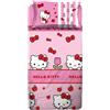 hermet Hello Kitty, Set Lenzuola Letto Singolo, Completo Letto Singolo, Lenzuolo Sopra, Lenzuolo Con Angoli, Federa, Rosa, 100% Cotone, Prodotto Ufficiale