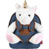 PERLETTI - Zaino Bambina Bambino 3 4 5 Anni - Peluche Unicorno Bianco - Zainetto Borsa Effetto Jeans Bimbo Bimba Scuola Asilo Viaggi - Cartella Scolastica Morbida - 21x27x9 cm (Unicorno)