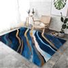 Generico Tappeto Salotto Grandi Dimensioni - Blu 120x180 cm Tappeto Antiscivolo Lavabile a Pelo Corto Astratto Onde Strisce Motivo per Camera Da Letto Corridoio Soggiorno Sala