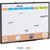 VEVOR Calendario Mensile Lavagna e Bacheca Combinati 900 x 600 x 13 mm Bacheca Magnetica 2 in 1, con Telaio in Alluminio, Cancellabile a Secco Montata a Parete, 2 kg Ideale per Scuola, Casa, Ufficio