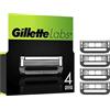 Gillette Labs 4 lame di ricambio per rasoio bagnato Gillette Labs Uomo con elemento di pulizia e rasoio riscaldato