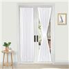 DWCN Tende oscuranti termiche per porta francese, con tasca per bastone, per porte con finestra, cucina e terrazza, lunghezza 63 x 182 cm, 1 tenda a pannello con fermatenda, bianco puro