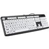 banapoy Tastiera per Computer con Stampa Grande, Tastiera USB Cablata Full Size a 104 Tasti con Tasti Bianchi con Stampa Grande per Anziani Ipovedenti Ipovedenti(Nero)