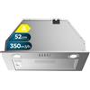 Cecotec Cappa Aspirante 52 cm Integrata Flux IM 523500 Inox B. Potenza Di Aspirazione 350M3/H, Motore 70W, Controllo Meccanico, 3 Livelli Di Potenza, Luce E Filtro Al Carbonio, Inox