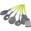 Fackelmann Set di utensili da cucina 6 pezzi, mestoli in nylon, utensili lavabili in lavastoviglie, mestoli da cucina resistenti al calore fino a 200 °C, Linea Oliva