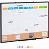 VEVOR Calendario Mensile Lavagna e Bacheca Combinati 900 x 600 x 13 mm Bacheca Magnetica 2 in 1, con Telaio in Alluminio, Cancellabile a Secco Montata a Parete, 2 kg Ideale per Scuola, Casa, Ufficio