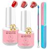 DiviDermy 2 Pezzi 15ml Remover Semipermanente Unghie, Remover Solvente per Smalto Semipermanente, Magic Solvente, Nail Polish Rimuovi, Gel Rimuovi Solvent Per Smalto in 3-5 Minute, Rosa Scuro