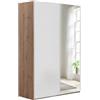 Composad | Armadio della Linea SYSTEMA, Armadio a 2 Ante Scorrevoli con Ante a Specchio, Camera da letto, (LxAxP) 150x223x67 cm, Colore Rovere Oak Mielato e Bianco Top Matt, Made in Italy