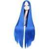 MapofBeauty 40 Pollic/100 cm Naturale Morbido Dritto Lungo Cosplay Costume Anime Parrucca (Luminoso Blu)
