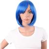 MapofBeauty 12 Pollice/30 cm Corto BOB Donna Side Frange Sintetico fibra Capelli Alto Temperatura Heat Resistente Parrucche (Luminoso Blu)