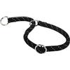 Ferplast Collare Semistrozzo SPORT REFLEX, Collare per Cani, Collare da Addestramento con Anelli Regolabili, in Cordino di Nylon Riflettente, Lunghezza 50 cm, spessore 8 mm, Nero