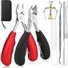 RAINPOP Set di 6 pinze professionali per unghie dei piedi, super affilate, in acciaio inox, per unghie spesse e incarnite, forbici, per anziani, pedicure per paronichie onicomicosi