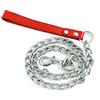 BPS(R) BPS® Pet Dog Catenella Metallica con Manico Cinghia di Controllo Dog Walker, Guinzaglio per Cani con Polsini in Pelle e Catena 4 Colori 3 Taglie a Scelta (3mm * 100cm, Rosso) BPS-2763RJ