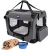 Petprsco Gabbia per cani pieghevole portatile, 60 x 42 x 42 cm, con morbida coperta calda e ciotola pieghevole, per gatti di taglia grande e cani di piccola taglia, per interni ed esterni