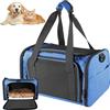 GOEDCH Borsa per il trasporto per gatti e cani: piccola borsa pieghevole per il trasporto di cani e gatti trasportino traspirante con tracolla per auto, aereo e viaggi, 40 x 25 x 25 cm (blu)