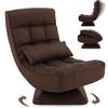 RELAX4LIFE Poltrona da Terra con Base Girevole, Poltrona Relax con Schienale Reclinabile in 4 posizioni, Adatta per Camera da Letto, Ufficio e Soggiorno (71-100 x 63 x 83-92,5 cm, Marrone, 1)