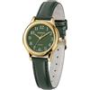PINDOWS Orologio minimalista da donna, cassa color oro con cinturino in pelle nera, alla moda, elegante orologio analogico al quarzo per tutti i giorni, G652n2: Oro Verde, Classico Minimalista