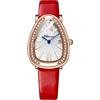 JewelryWe Orologi da donna con strass ghiacciato fuori quadrante ovale analogico numeri grandi al quarzo calendario orologio da polso business casual in pelle, Stile B rosso.