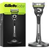 Gillette Labs Rasoio Barba Manuale Con Barra Integrata, 1 Manico, 1 Lamette Gillette di Ricambio, Con Base Magnetica, Grigio, Rasoio Barba e Lamette Di Ricambio