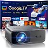 WiMiUS Proiettore 4K【Google TV/Assistente Vocale/Dolby】con Netflix/Disney+ Ufficiale, Autofocus/Keystone Wimius Proiettore 4K Smart TV 1000 ANSI, WiFi Bluetooth Videoproiettore per Casa/Esterno Giardino