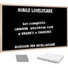NOBILE LOVELYCARE lavagna nera da gesso 60x40 cornice in legno con CASSINO e 6 GESSETTI bianchi - ganci per installazione inclusi - matrimoni cerimone eventi o appunti e memo