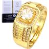 HALUKAKAH Anello in Argento Sterling Placcato Oro 18k per Uomo con Pietra di Moissanite da 1 Carato e Certificato,Gioiello di Lusso da 1,0ct,Regolabile,per Compleanno,Anniversario - Lusso Nobile