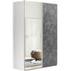 Composad | Armadio della Linea SYSTEMA, Armadio a 2 Ante Scorrevoli con Ante a Specchio, Camera da letto, Dimensioni (LxAxP) 150x223x67 cm, Colore Grigio Tadao e Bianco, Made in Italy