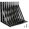 HOME MASTER HARDWARE Supporti per mensole resistenti, 30,5 x 20,3 cm, supporti per mensole a triangolo di 90 gradi, staffa a L per mensole galleggianti con viti, colore nero, confezione da 10