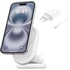 Belkin BoostCharge Caricabatteria magnetico pieghevole 2 in 1 con Qi2 15W, Caricatore wireless compatibile con MagSafe, ricarica rapida per Apple iPhone 17, Air, Pixelsnap, alimentatore - Bianco