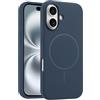 Mixroom - Custodia Cover Case per iPhone 16 in Tpu silicone liquido morbido compatibile con MagSafe con cerchio magnetico integrato Blu C09