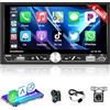 Motorsi Wireless Carplay Android Auto 2 Din Car Stereo, Motorsi 7" IPS Touch Screen Car Radio MP5 Player, Support Bluetooth 5.2/MirrorLink/FM/AM/RDS/USB/AUX/7 Colore Backlight+Remote Control+Rear Camera