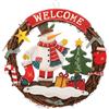 com-four® Ghirlanda di Natale Intrecciata - Ghirlanda per Porta WELCOME - Decorazione Natalizia da Appendere - Corona di Legno ca. Ø 31 cm (Pupazzo di neve - L)