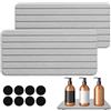 PetGlimmer 2 pezzi Terra di Diatomee Assorbenti, 21 x 10 cm Vassoio di Fango Diatom, Asciugatura Rapida Sottobicchieri da Bagno, Grigio Rettangolari Pietra Assorbente che assorbono per Cucina, Bagno, Lavabo
