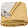 LYHome Coperta in Lana Merinos - Copriletto Plaid per Letto Divano, Singolo Una Piazza e Mezza Matrimoniale, Coperte Per Invernale Estiva Morbida Calda 140x200, Giallo Senape - Grigio Doppio lato