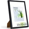 Feihorrm Cornice portafoto in rovere, 20 x 30 cm, con vetro temperato, per foto da 20 x 30 cm, senza passepartout o foto da 12 x 17 cm, con passepartout, cornice in legno massello (nero, 20 x 30 cm/1