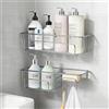 VirtuGro 2 Pezzi Mensola Doccia Senza Foratura Porta Shampoo Doccia Senza Forare Mensola Bagno Adesiva Organizer Doccia per Bagno, WC, Dormitorio, Cucina, In Acciaio Inox 304 Cromato (Argento)