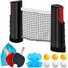 WIYETY Set racchette da ping pong professionale: 2 racchette + rete retrattile + 6 palline + 1 borsa + 1 scatola, set professionale