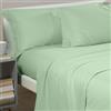 Caleffi Completo Lenzuola Matrimoniale in Flanella 100% Cotone Invernale - Tinta Unita - Lenzuolo Sopra 240x280 cm, Sotto con Angoli 180x200 cm, 2 Federe 50x80 cm (Verde chiaro)