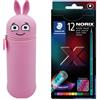 Colop- Astuccio MARKY con Design Emoji in Rosa, in Silicone Morbido e Resistente, con 12 matite Colorate STAEDTLER NORIX 186, Forma Unica, in Legno Riciclato, Multicolore, Set, 9C 171552