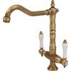 Ciounmb Rubinetto da bagno alto retrò, girevole a 360°, miscelatore per lavabo, doppio manico, in ottone, beccuccio alto per bagno, miscelatore basin Faucet Tap, antico rubinetto da cucina (oro)