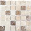 MOSANI Piastrelle a mosaico Travertin pietra naturale beige marrone Chiaro + Noche Travertin MOS43-1216