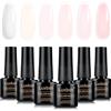 Luxbon Builder Base Colour Gel Set di smalto 7 in 1, 6 colori di estensione delle unghie per migliorare il gel nude rosa peach per unghie UV LED Soak Off Nail Art Design Regali per donne Kit 010