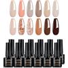 Luxbon 12 pz Smalto Gel Semipermanente Set - Autunno Colore Set Lunga Durata Autunno Smalto Semipermanente, uv led Soak Off Nail Art Disegni Manicure Kit 011