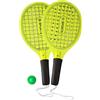 SACAR Coppia Racchettoni Beach Tennis in Legno Forato - Manico Morbido EVA Antiscivolo - Pallina Inclusa - Resistenti per Spiaggia, Parco, Giardino (YELLOW)
